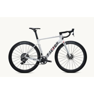 Factor Ostro Gravel White Grunge SRAM FORCE PM su Black Inc 34C D gravel dviratis